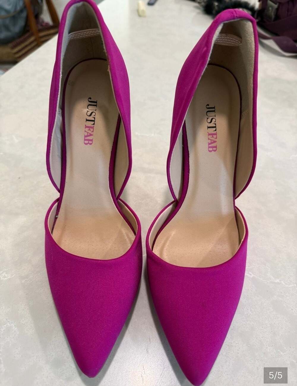 JustFab Fuchsia Pink Pointed Toe D'Orsay Stiletto Heels 6.5